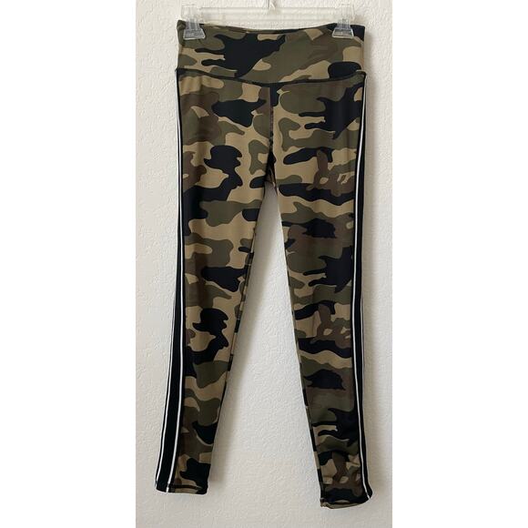 Infinite Performance Women's Mid Rise Green Camo w/ Black Stripe Leggings Med - Picture 2 of 5